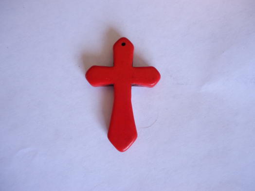 Cross pendant stone bead - Orange #CP-2smallOrange - Click Image to Close